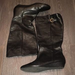 Steve Madden Intyce black leather wedge boots